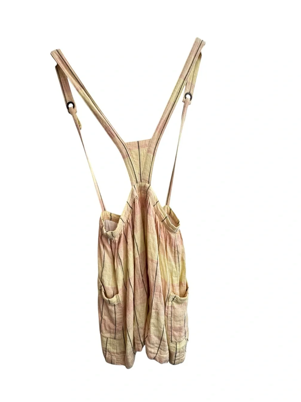 Free People Summer Breeze Suspender Skirt Plaid Ivory 0